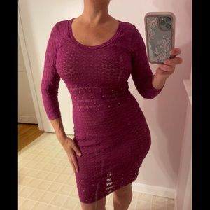 Venus crotchet lace dress plum wine color